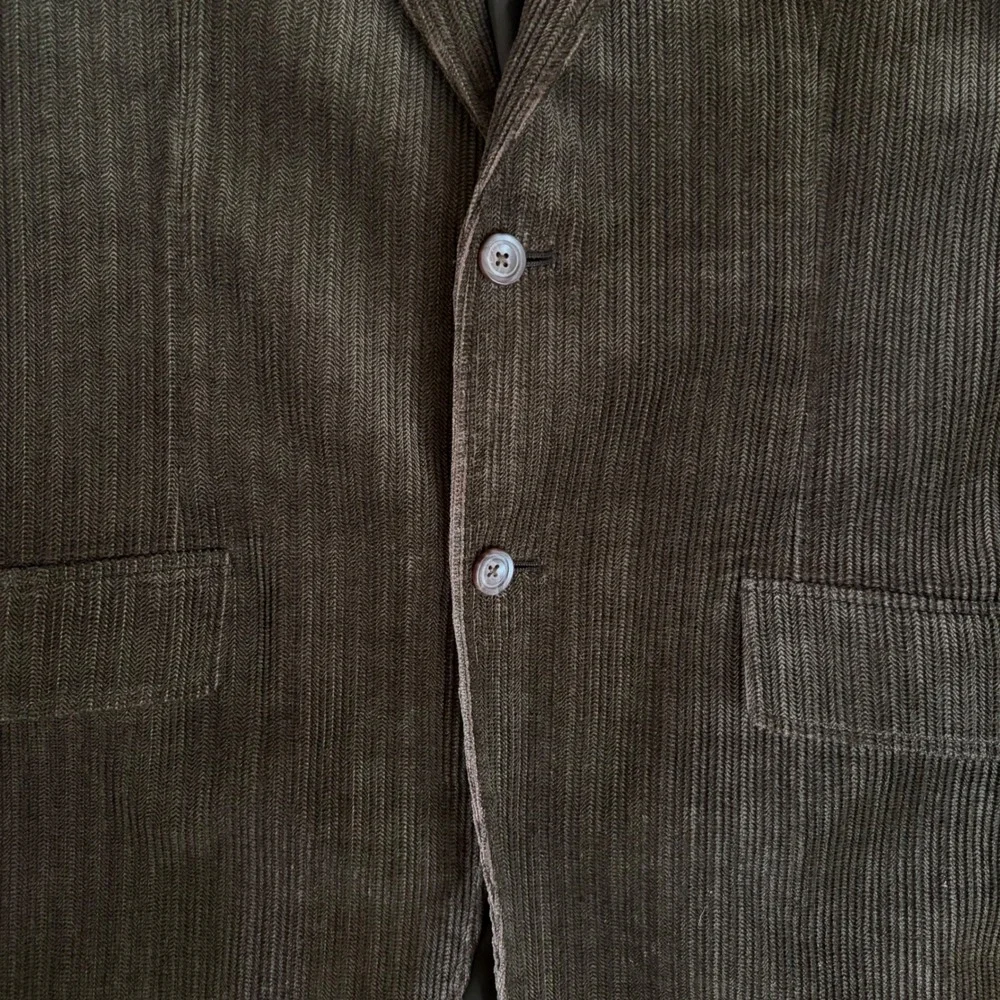 Vintage Corduroy Blazer Mens Large Brown Herringbone Wide Wale Two Button Jacket